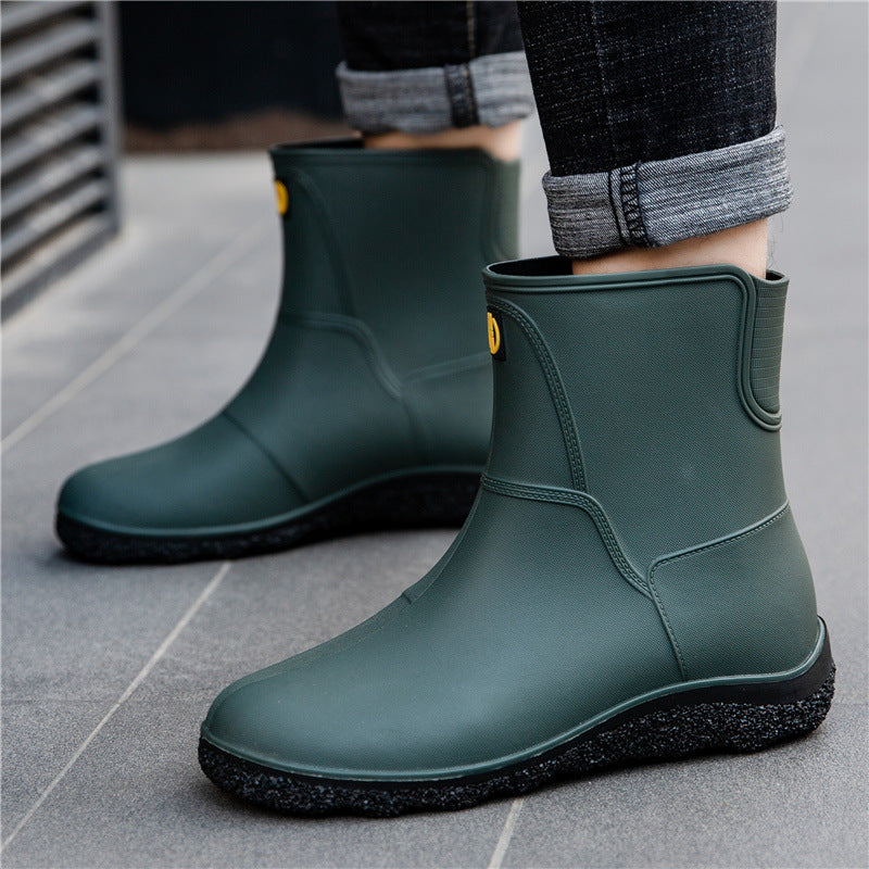 Fashionable Mid-Calf Waterproof Rain Boots for Men