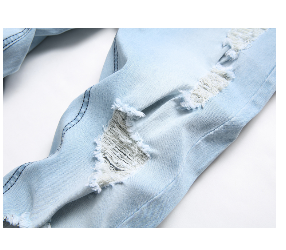 Men’s Distressed Light Blue Denim Jeans