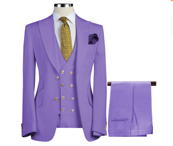 Elegant Three-Piece Wedding Suit Ensemble