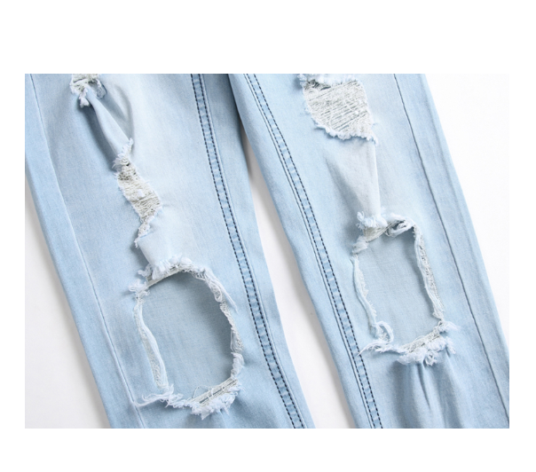 Men’s Distressed Light Blue Denim Jeans