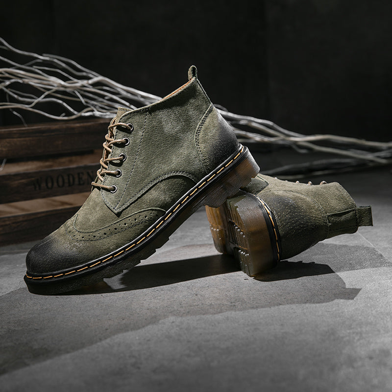 Authentic Leather Men's Ankle Boots - Retro Style