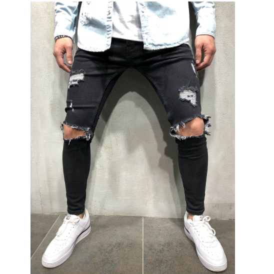 Men’s Distressed Light Blue Denim Jeans