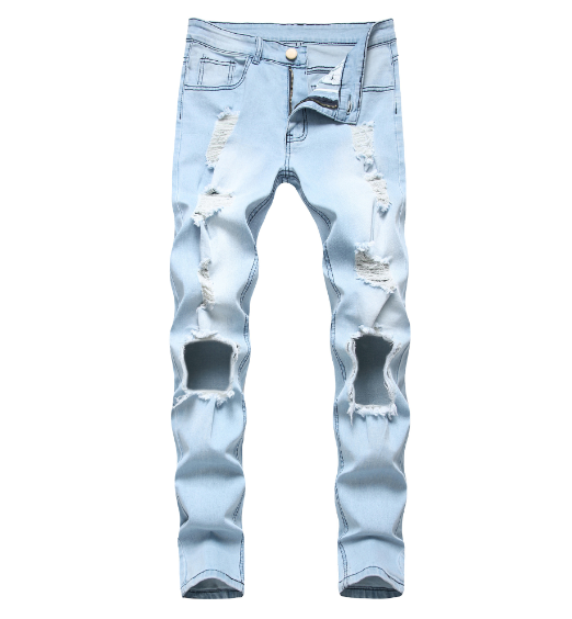 Men’s Distressed Light Blue Denim Jeans