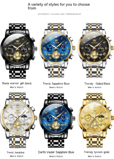 Luminous Water-Resistant Quartz Timepiece for Men