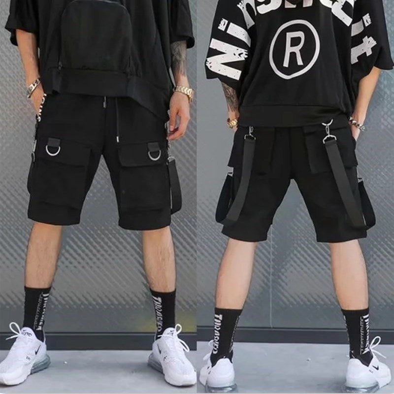 Chic Black Urban Hip-Hop Shorts for Men