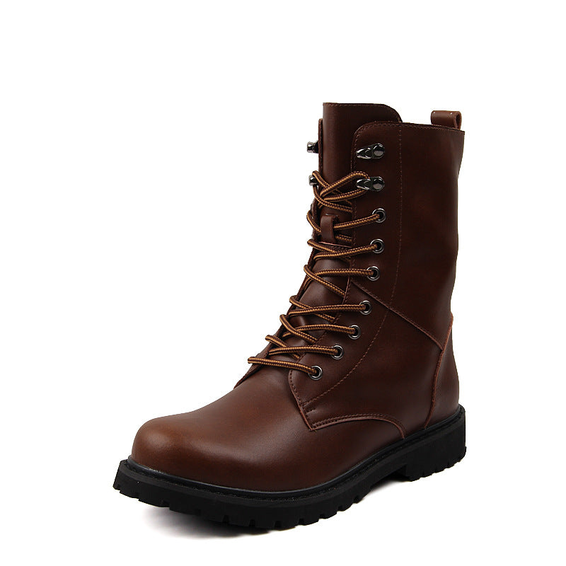 Autumnal Men's High-Top Leather Military Boots