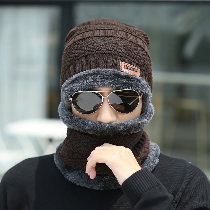 Warm Knit Beanie Hat and Scarf Set for Men and Women