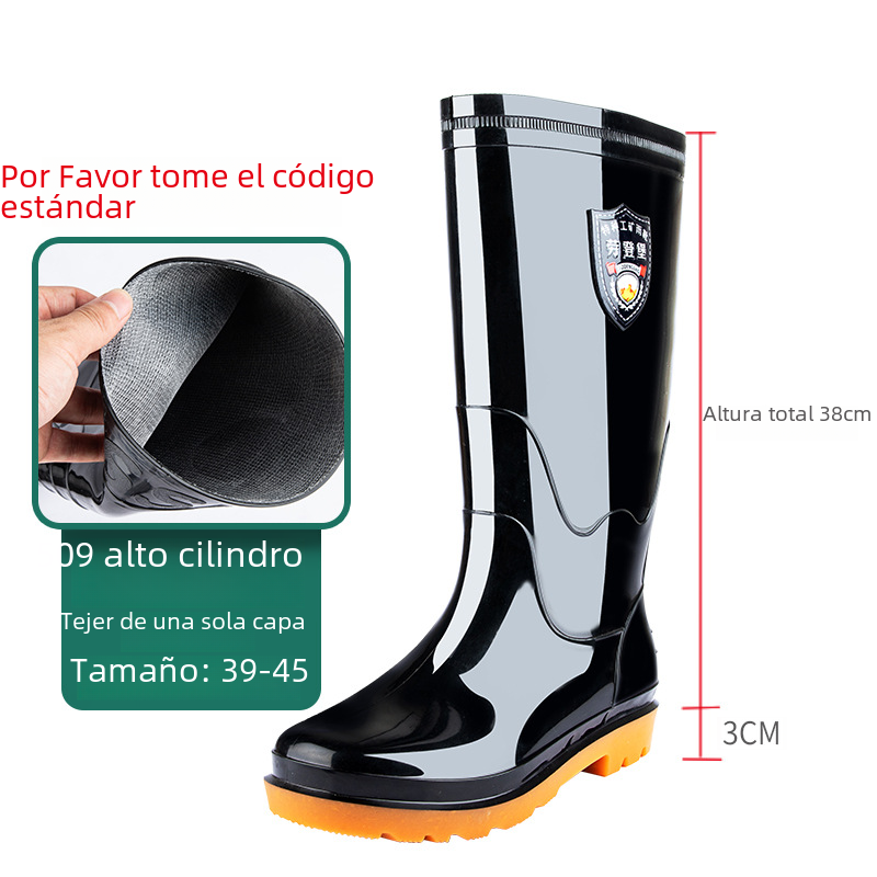 Thick Black High-Top Insulated Rain Boots for Men