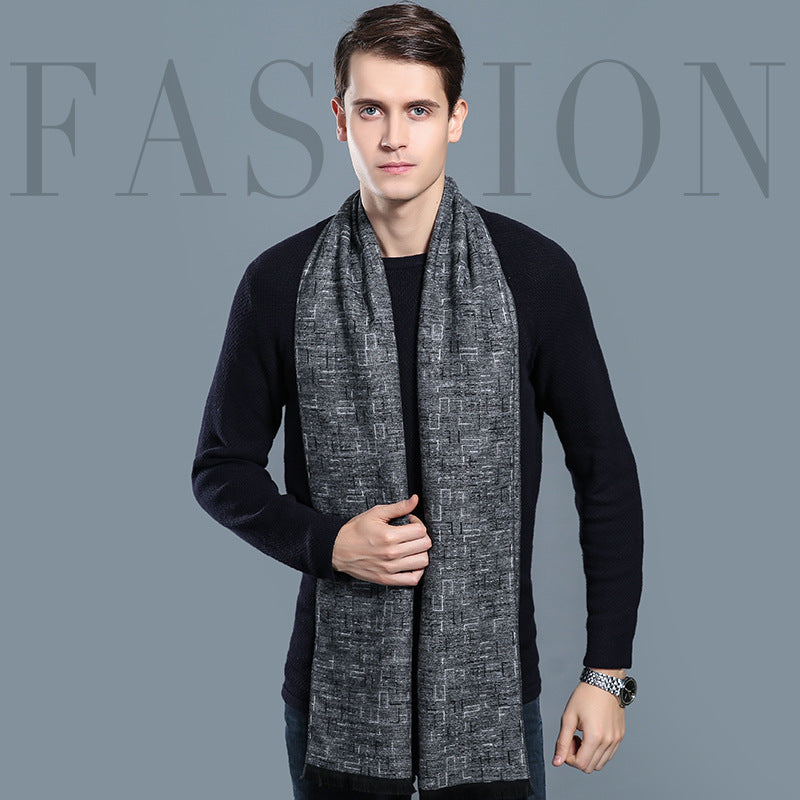 Amazon Winter Long Plaid Cashmere Scarf for Men