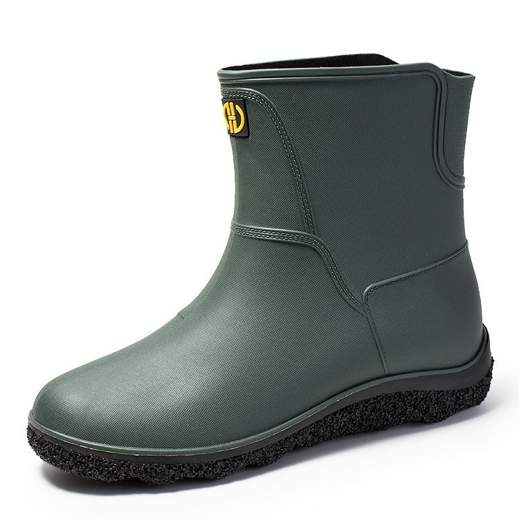 Fashionable Mid-Calf Waterproof Rain Boots for Men