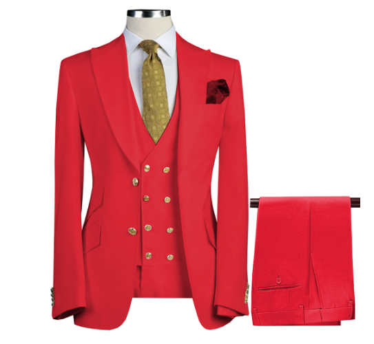 Elegant Three-Piece Wedding Suit Ensemble