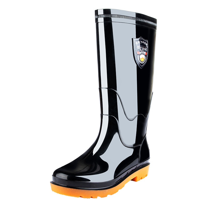 Thick Black High-Top Insulated Rain Boots for Men
