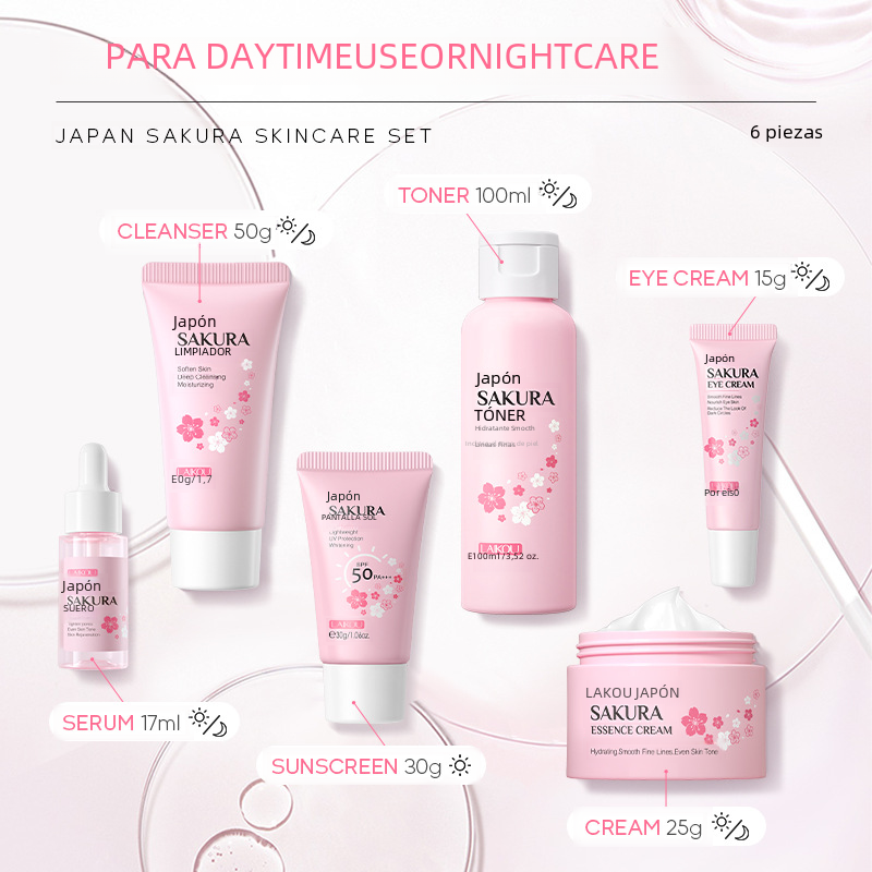 LAIKOU Cherry Blossom Skincare Set - 6 Pieces