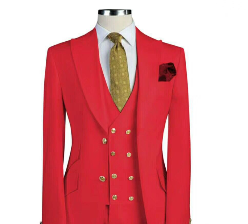 Elegant Three-Piece Wedding Suit Ensemble