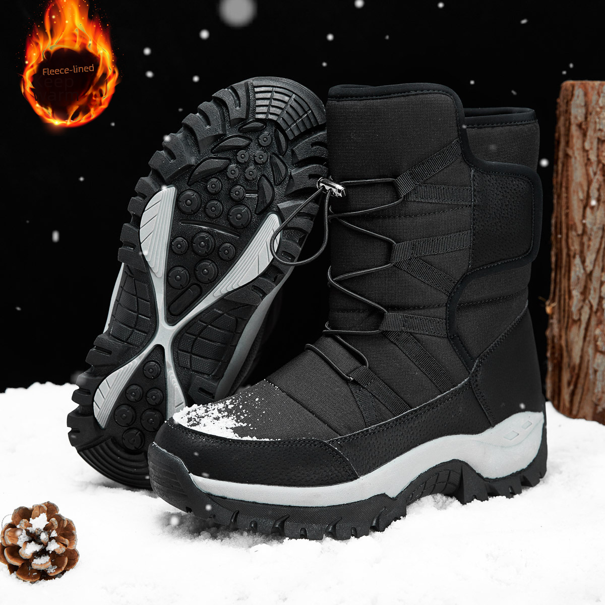 2024 Men's Plus Size Winter Snow Boots