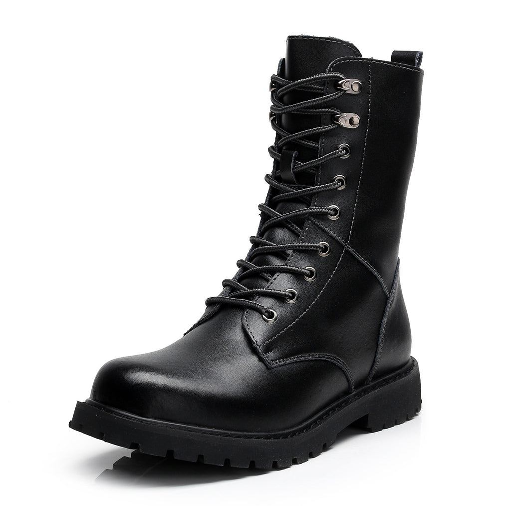 Autumnal Men's High-Top Leather Military Boots