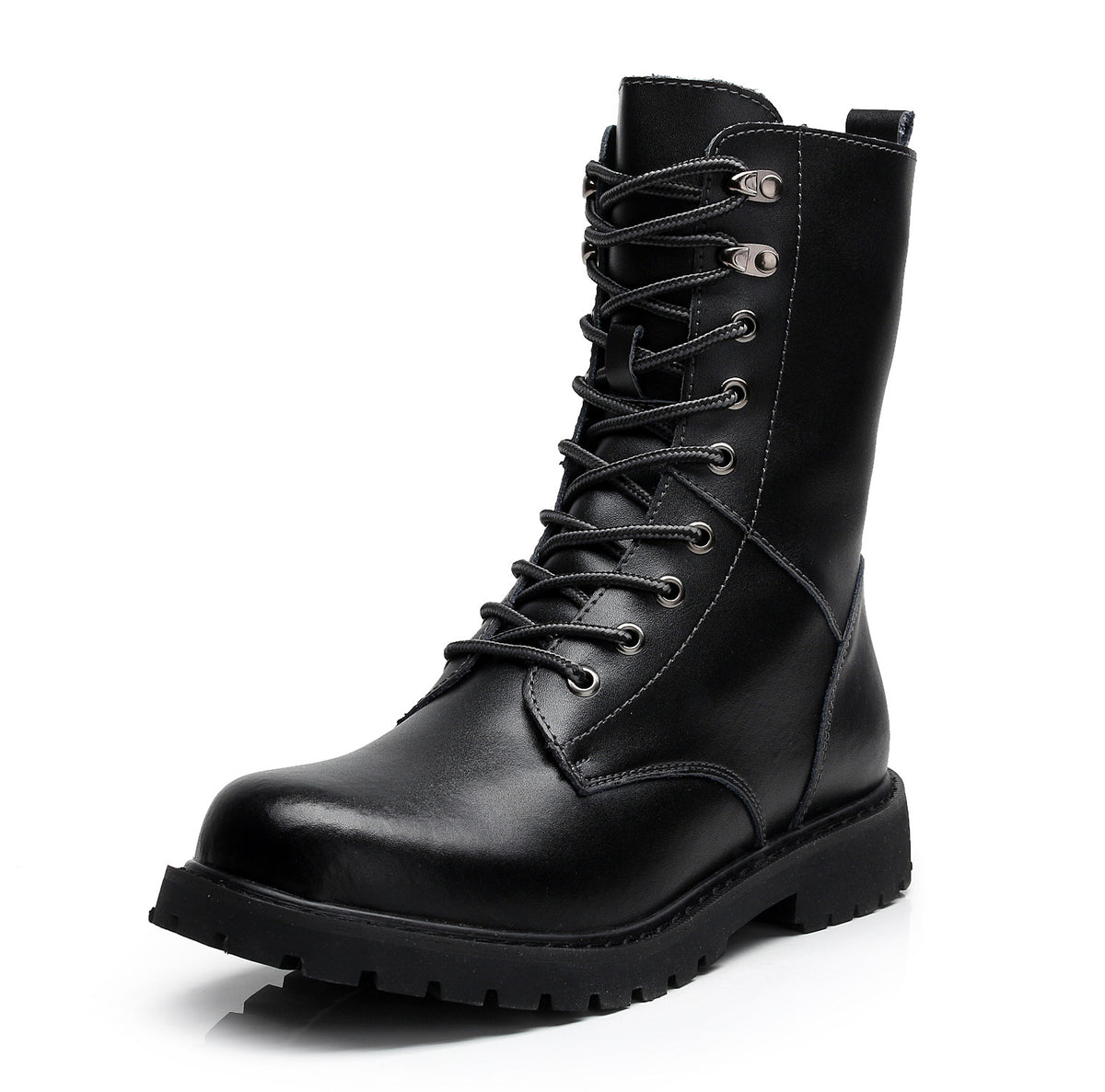 Autumnal Men's High-Top Leather Military Boots