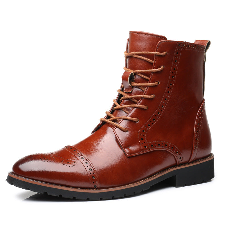 Elegant Plus Size British Leather Boots for Men