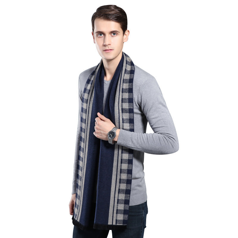 Amazon Winter Long Plaid Cashmere Scarf for Men