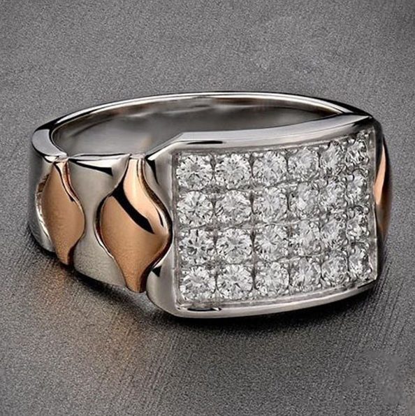 Elegant Zircon-Embellished White Copper Rings