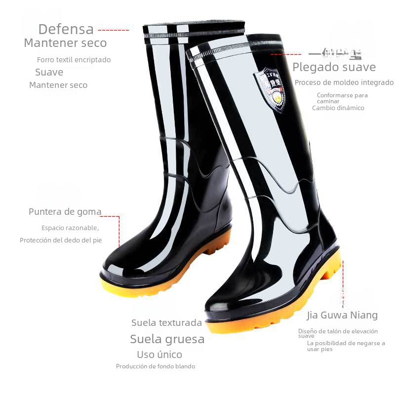 Thick Black High-Top Insulated Rain Boots for Men