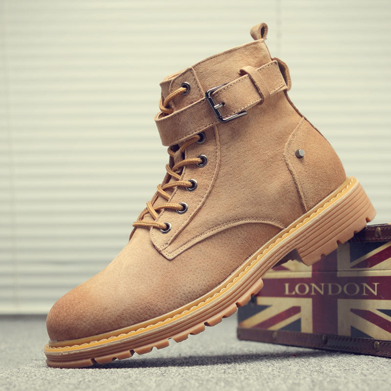 High-Top Leather Short Boots for Men
