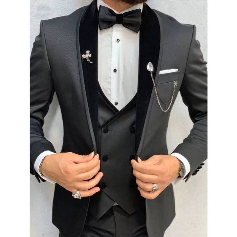 Charcoal Grey Men's Formal Three-Piece Suit