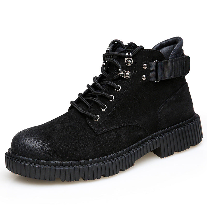 High-Top Leather Short Boots for Men
