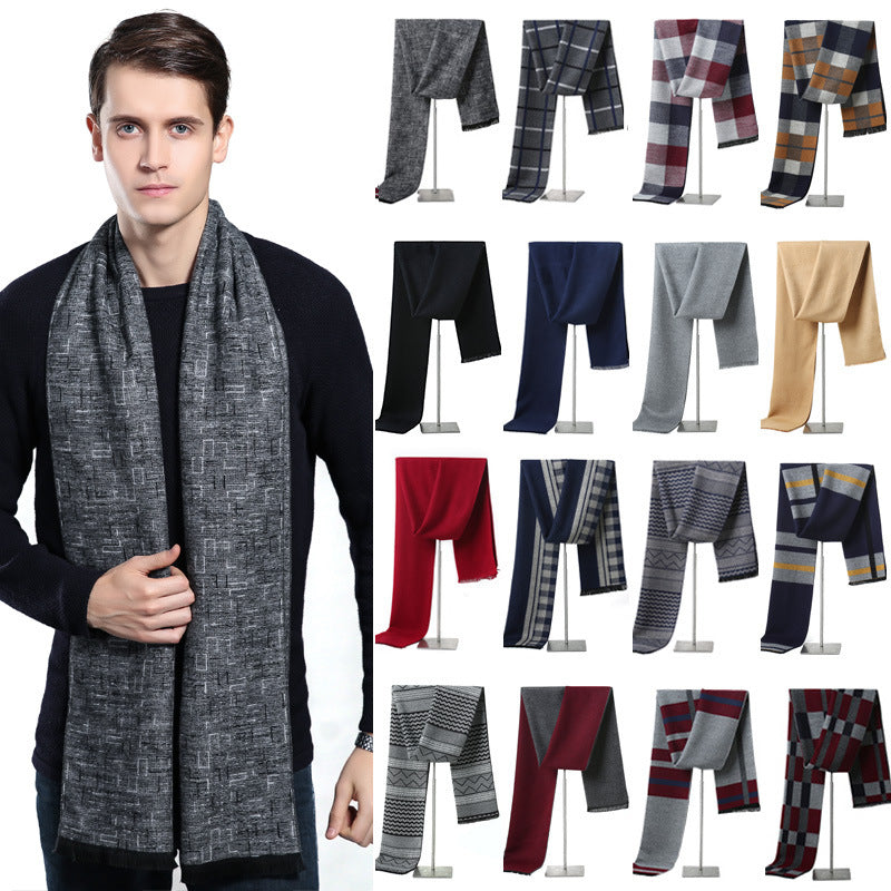 Amazon Winter Long Plaid Cashmere Scarf for Men