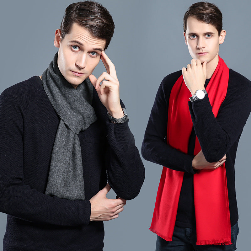 Amazon Winter Long Plaid Cashmere Scarf for Men