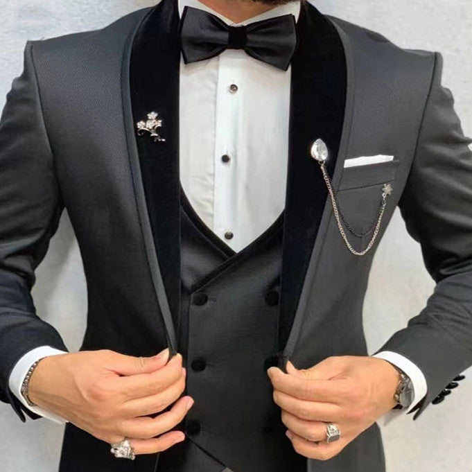 Charcoal Grey Men's Formal Three-Piece Suit