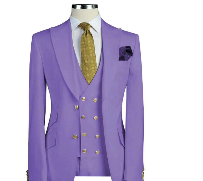 Elegant Three-Piece Wedding Suit Ensemble