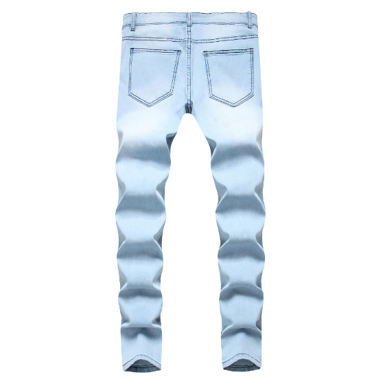 Men’s Distressed Light Blue Denim Jeans