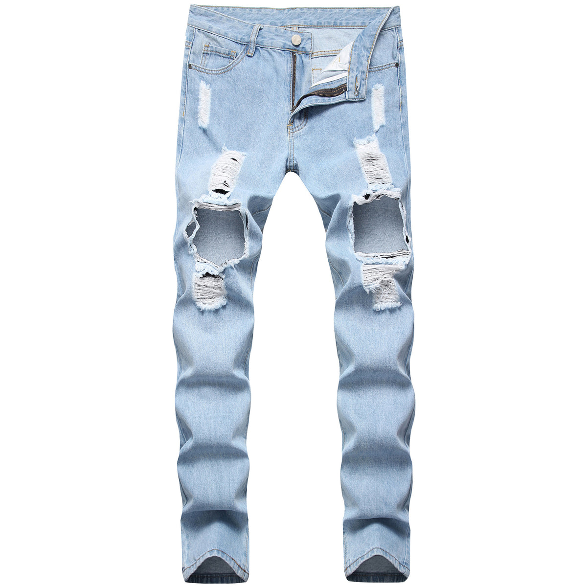 Men’s Distressed Light Blue Denim Jeans