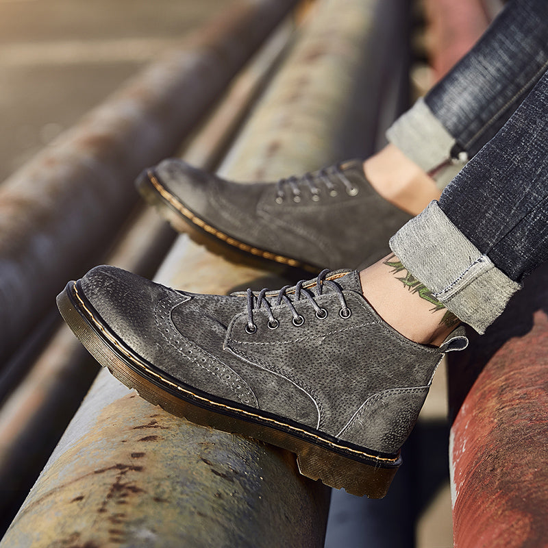 Authentic Leather Men's Ankle Boots - Retro Style