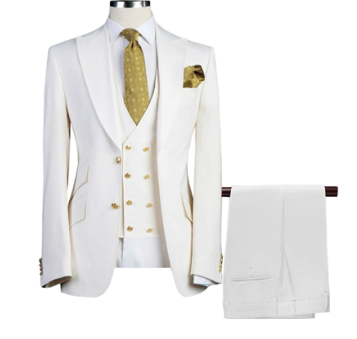 Elegant Three-Piece Wedding Suit Ensemble
