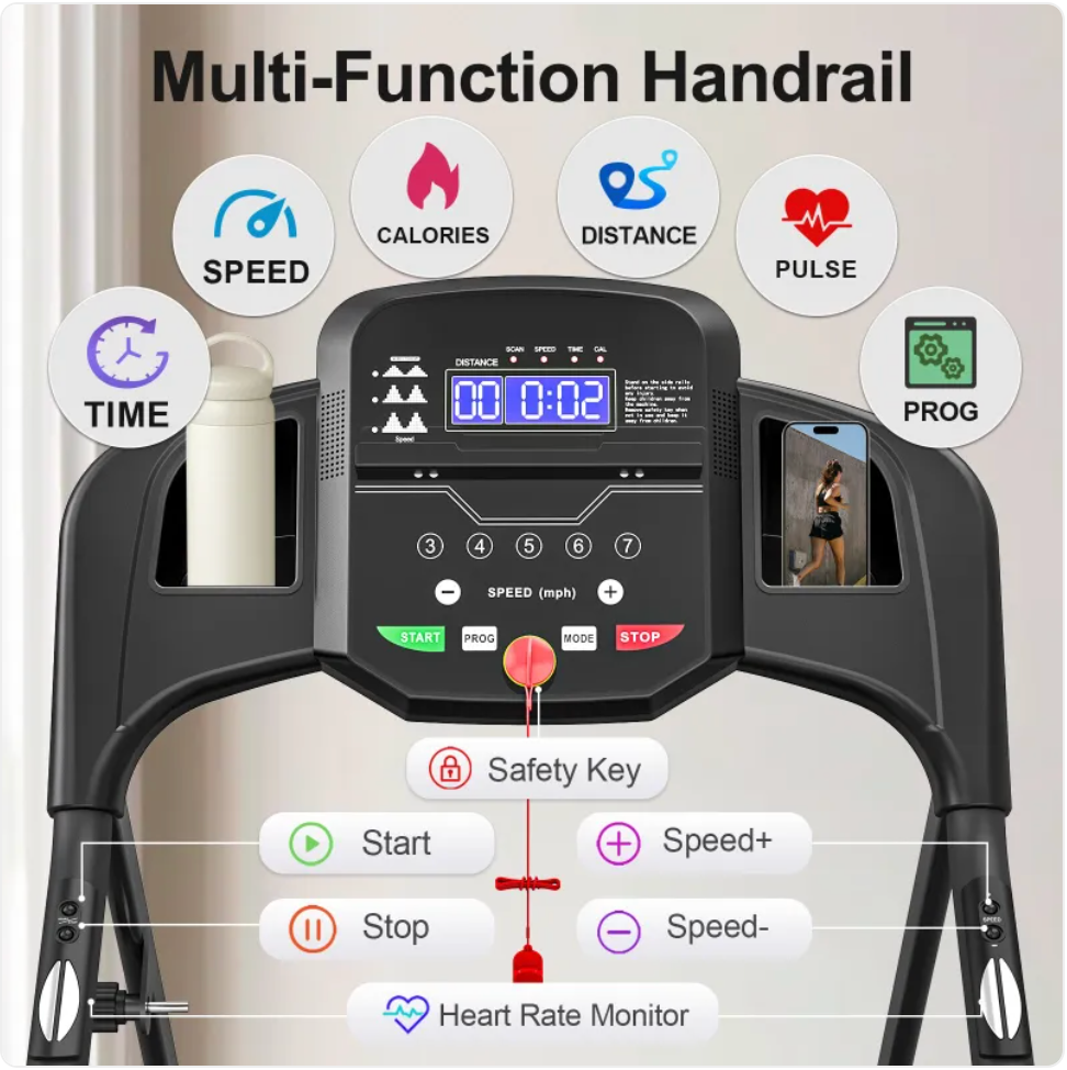 Collapsible Treadmill with Heart Rate Monitor