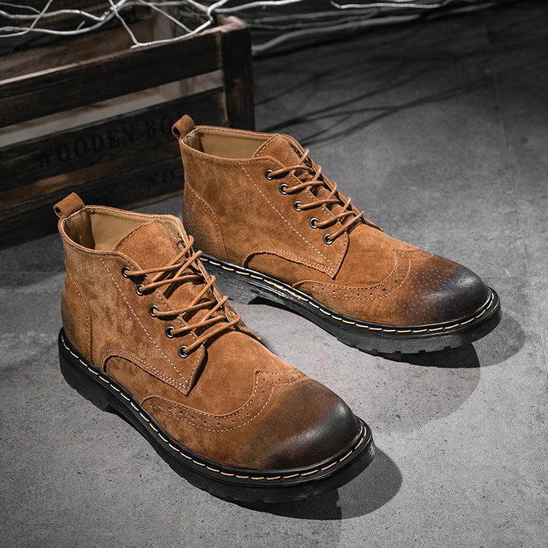 Authentic Leather Men's Ankle Boots - Retro Style