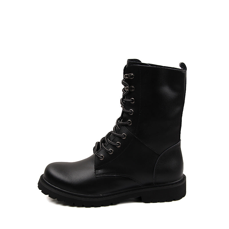 Autumnal Men's High-Top Leather Military Boots