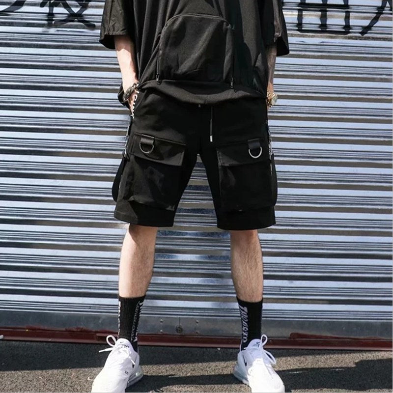 Chic Black Urban Hip-Hop Shorts for Men