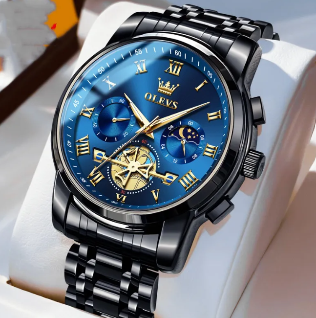 Luminous Water-Resistant Quartz Timepiece for Men