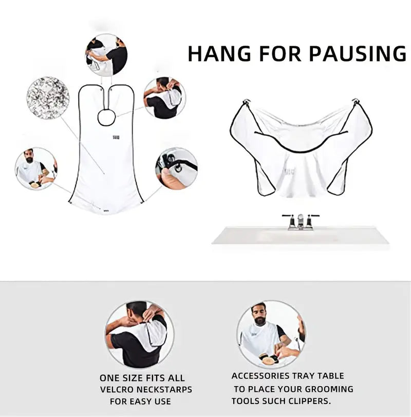 Men's Shaving Bib with Suction Cup for Beard Trim