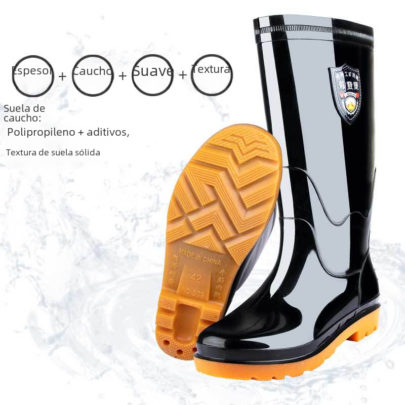 Thick Black High-Top Insulated Rain Boots for Men