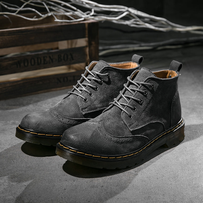 Authentic Leather Men's Ankle Boots - Retro Style