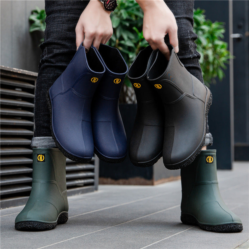Fashionable Mid-Calf Waterproof Rain Boots for Men