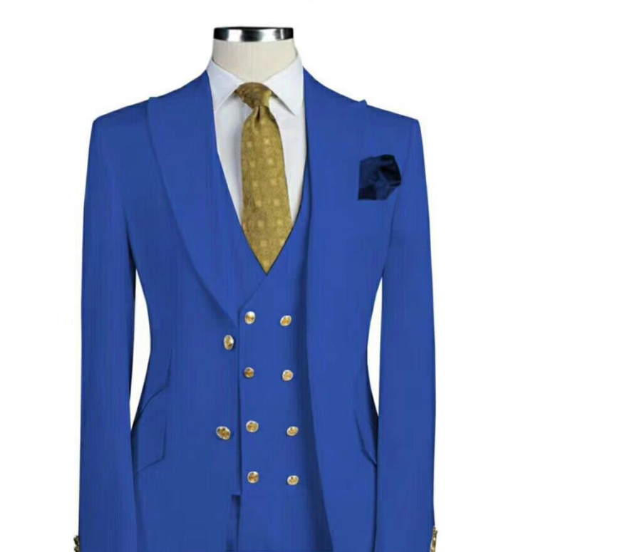 Elegant Three-Piece Wedding Suit Ensemble