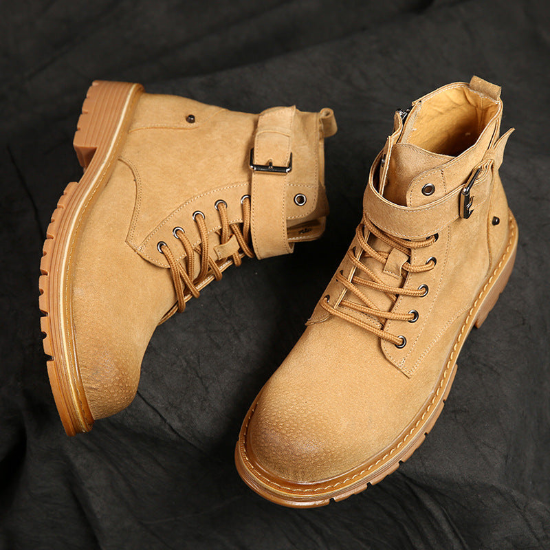 High-Top Leather Short Boots for Men