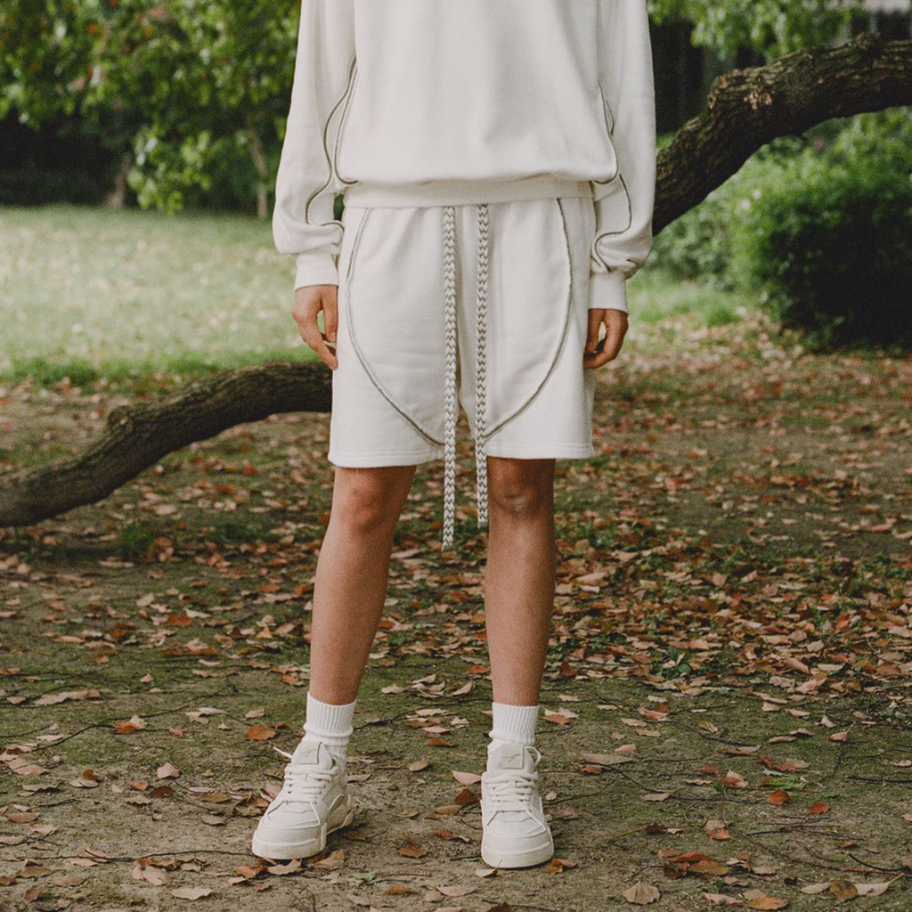 Classic White Cotton Drawstring Shorts for Men